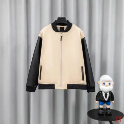 Givenchy Runway Beige Black Sleeve Zip Varsity Jacket #A69179