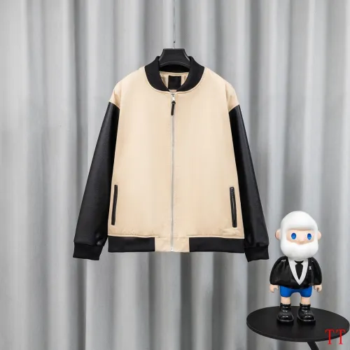 Givenchy Runway Beige Black Sleeve Zip Varsity Jacket #A69179