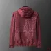Gucci 2026 Fall‑Winter GG Jacquard Hooded Jacket, Black, Burgundy #A68188