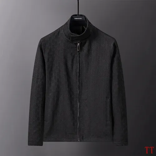Gucci 2026 Fall‑Winter GG Jacquard Stand‑Collar Jacket, Black #A68184