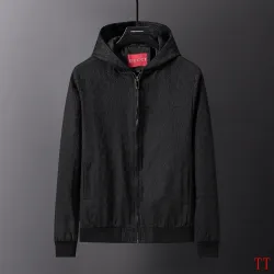 Gucci 2026 Fall‑Winter GG Jacquard Zip‑Up Hooded Jacket, Black #A68182