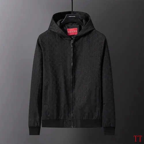 Gucci 2026 Fall‑Winter GG Jacquard Zip‑Up Hooded Jacket, Black #A68182
