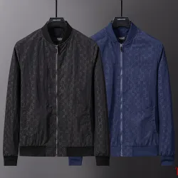 Gucci GG Monogram Baseball-Collar Jacket, Black, Navy Blue #A68185