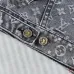 LV Red Figure Embroidery Monogram Washed Denim Jacket #A67685