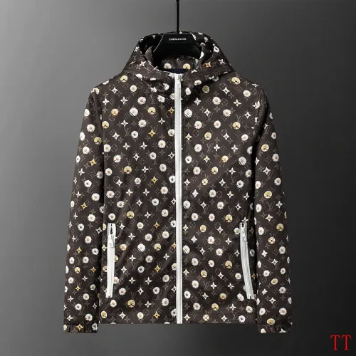 Louis Vuitton 2026 Fall‑Winter Daisy Floral Print Zip‑Up Hooded Jacket, Brown #A68180