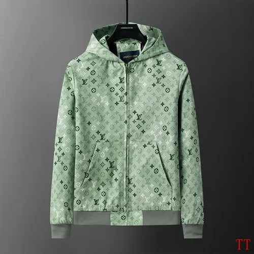 Louis Vuitton 2026 Fall‑Winter Monogram Zip‑Up Hooded Jacket Men Outerwear, Green #A68178