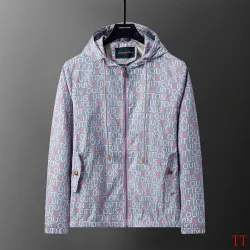 Louis Vuitton All‑Over Print Hooded Zip‑Up Windbreaker Jacket Men Casual Outerwear, Light Purple #A68171