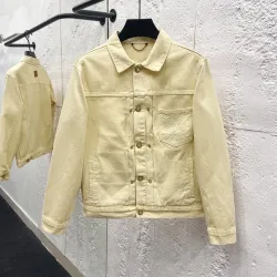 Louis Vuitton Cream Lapel Single‑Breasted Denim Jacket #A67654