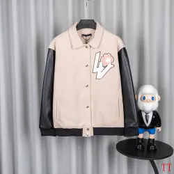 Louis Vuitton Cream Wool Leather Sleeve Heavy Embroidery Varsity Jacket #A69171
