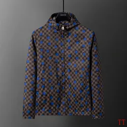 Louis Vuitton Damier Polka-Dot Hooded Jacket, Brown Blue #A68179