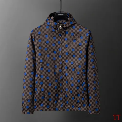 Louis Vuitton Damier Polka-Dot Hooded Jacket, Brown Blue #A68179