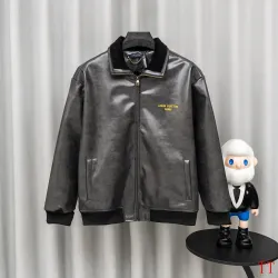 Louis Vuitton Heavy Embroidery Grey Faux Leather Varsity Jacket #A69168