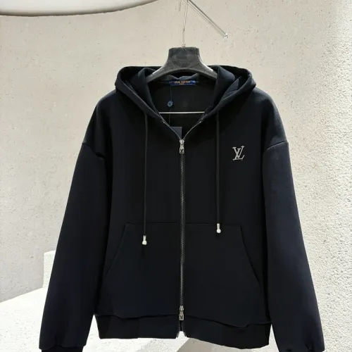 Louis Vuitton Heavyweight Zip Up Hoodie Jacket, Black 460g #A69000