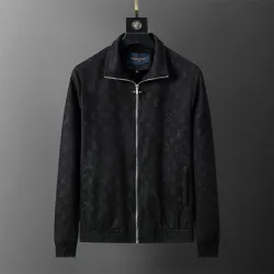 Louis Vuitton Men's Monogram Embroidered Zip-Up Jacket Black #B54533