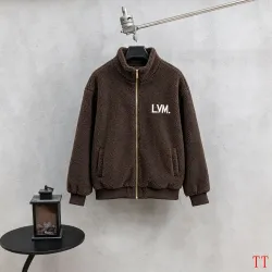 Louis Vuitton Runway Style Brown Fleece Zip-Up Varsity Jacket #A69164