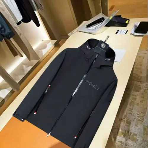 Moncler Embossed‑Logo Hooded Full‑Zip Windbreaker Jacket, Black #A68460