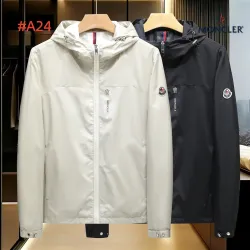 Moncler Men’s Lightweight Hooded Windbreaker, Black & White #A67901