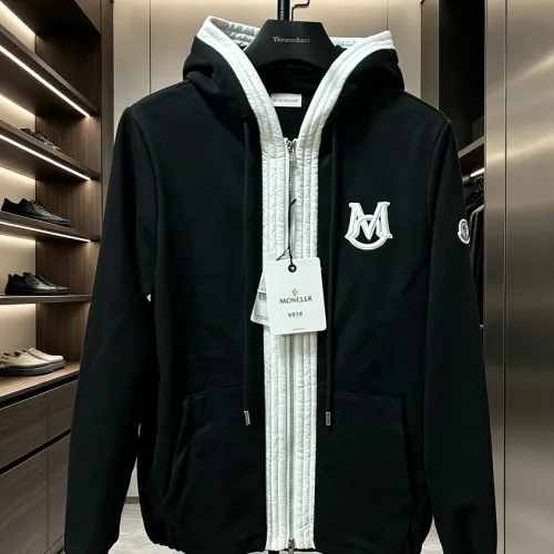 Moncler M‑Logo Embroidered Full‑Zip Hooded Casual Jacket, Black #A68457