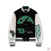 Off-White Black Wool White Sleeve Crocodile Embroidery Varsity Jacket #A69176