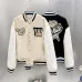 Off-White Black Wool White Sleeve Crocodile Embroidery Varsity Jacket #A69177