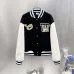 Off-White Black Wool White Sleeve Crocodile Embroidery Varsity Jacket #A69177