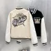 Off-White Black Wool White Sleeve Crocodile Embroidery Varsity Jacket #A69177