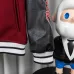 Off-White Runway Burgundy Cross Logo Embroidery Varsity Jacket #A69178