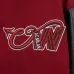 Off-White Runway Burgundy Cross Logo Embroidery Varsity Jacket #A69178