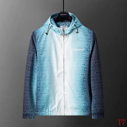 Casablanca Men Gradient Print Hooded Zip‑Up Jacket | Blue Gradient #A68141