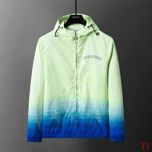 Casablanca Men Gradient Print Hooded Zip‑Up Jacket | Green‑Blue Gradient #A68142