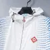 Casablanca Men Printed Hooded Zip‑Up Jacket | White‑Blue Print #A68143