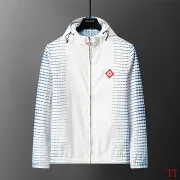 Casablanca Men Printed Hooded Zip‑Up Jacket | White‑Blue Print #A68143