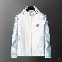 Casablanca Men Printed Hooded Zip‑Up Jacket | White‑Blue Print #A68143