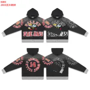 Valley High 14 Dreams Letter Print Zip‑Up Hoodie Street Jacket Black #A67863