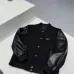 Prada Dark Style Wool Leather Varsity Bomber Jacket, Black #A69030