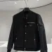 Prada Dark Style Wool Leather Varsity Bomber Jacket, Black #A69030