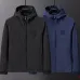 Prada Hooded Windbreaker Jacket Men Casual Zip‑Up Outerwear, Black, Navy Blue #A68166