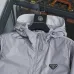 Prada Triangle Logo Hooded Full‑Zip Windbreaker Jacket, Light Gray #A68453