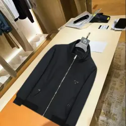 Prada Triangle Logo Full‑Zip Stand Collar Jacket, Black #A68451