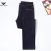 Armani Style Men's Black Denim Jeans, Eagle Logo Straight‑Leg Stretch Business Casual Long Pants #A67618