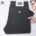Armani Style Men's Black Denim Jeans, Embroidered Eagle Logo Straight‑Leg Stretch Business Casual Long Pants #A67612