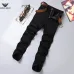 Armani Style Men's Black Slim Stretch Denim Jeans, Embroidered Eagle Logo Business Casual Long Pants #A67614