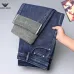 Armani Style Men's Dark Blue Denim Jeans, Eagle Logo Straight‑Leg Stretch Business Casual Pants #A67617
