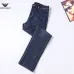 Armani Style Men's Dark Blue Denim Jeans, Eagle Logo Straight‑Leg Stretch Business Casual Pants #A67617