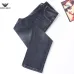 Armani Style Men's Dark Blue Washed Denim Jeans, Eagle Logo Straight‑Leg Stretch Business Casual Pants #A67615