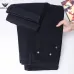 Armani Style Men's Dark Navy Denim Jeans, Embroidered Logo Pocket Straight Fit Stretch Business Casual Pants #A67611