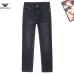 Armani Style Men's Raw Black Wash Denim Jeans, Eagle Logo Straight‑Leg Stretch Business Casual Pants #A67616