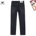 Armani Style Men's Raw Black Wash Denim Jeans, Eagle Logo Straight‑Leg Stretch Business Casual Pants #A67616