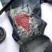 Nostalgic ripped appliqué locomotive men's jeans #99908622