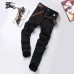 Burberry Style Men's Black Denim Jeans, Embroidered Logo Pocket Slim Stretch Business Casual Long Pants #A67610